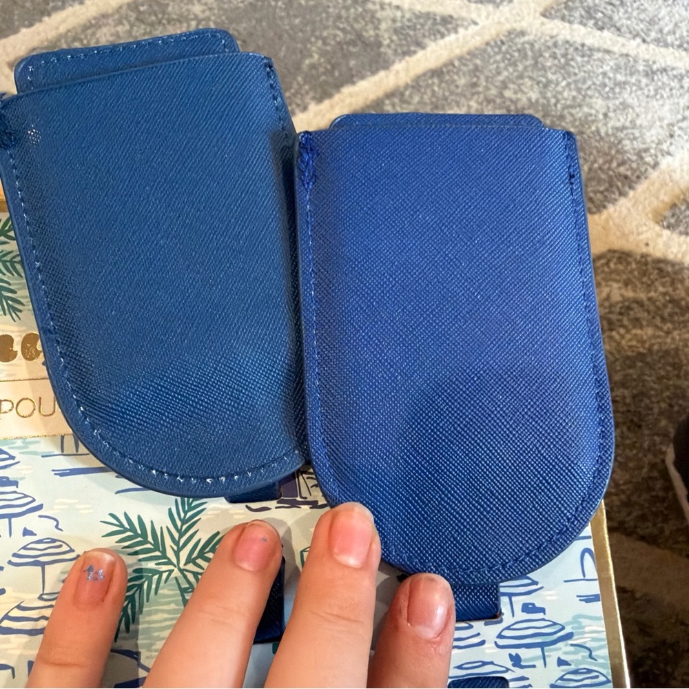 Amalfi Blue & White Striped Luggage Tag + Seaside Print Zipper Pouch Set - Picture 4 of 6